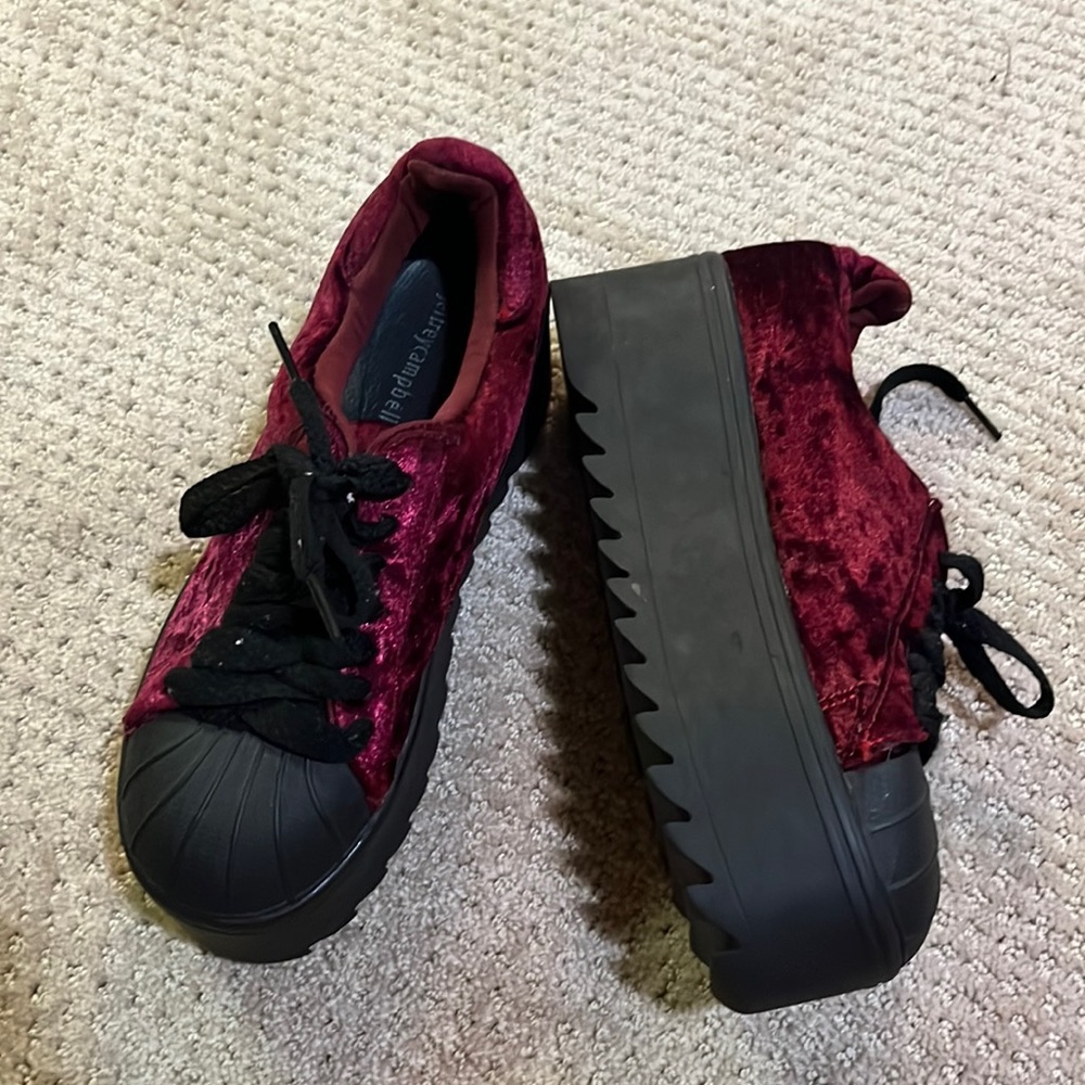 Jeffrey Campbell Synergy Burgundy Velvet Platform Sneaker 9